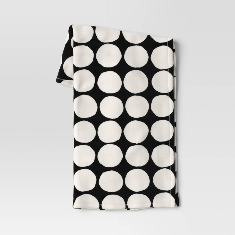 Dots Printed Plush Throw Blanket Black/Ivory - Room Essentials™ | Target