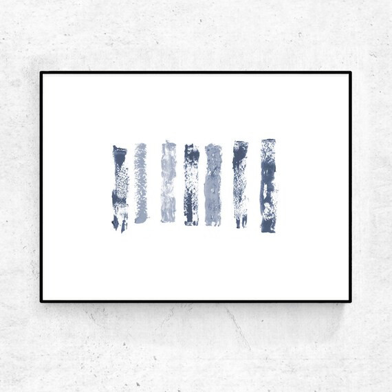 Minimalist abstract painting, downloadable art prints, Scandinavian modern blue grey wall art, in... | Etsy (US)