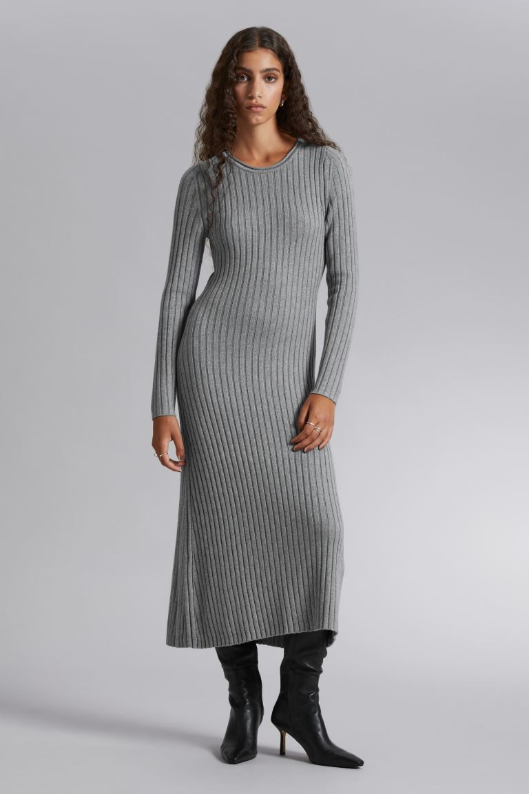 Flared Rib Midi Dress | H&M (UK, MY, IN, SG, PH, TW, HK)