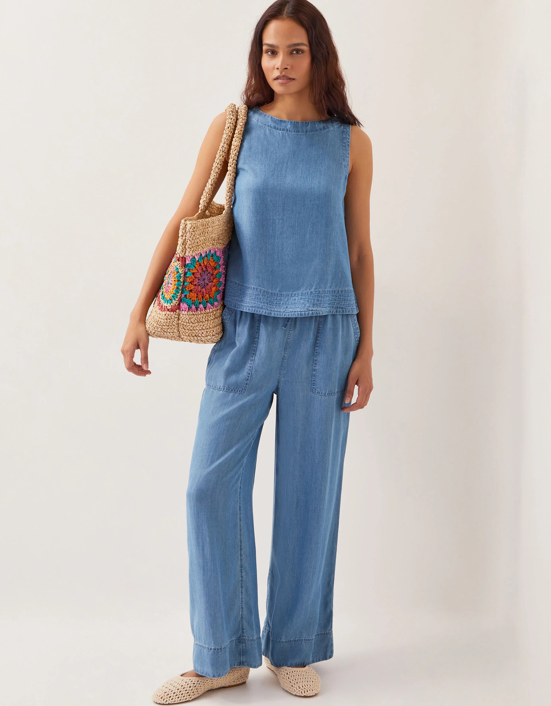 Nyla Wide Leg Trousers Blue | Monsoon (UK)