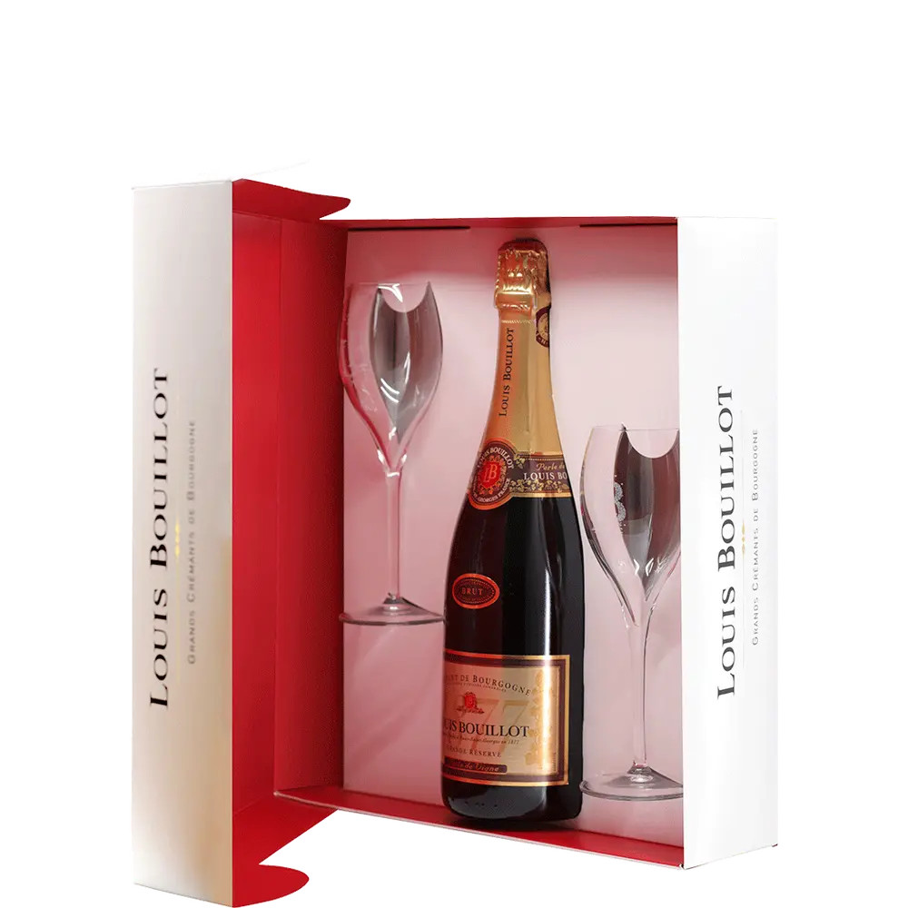 Louis Bouillot Perle de Vigne Brut Giftset w/ 2 Glasses | Total Wine