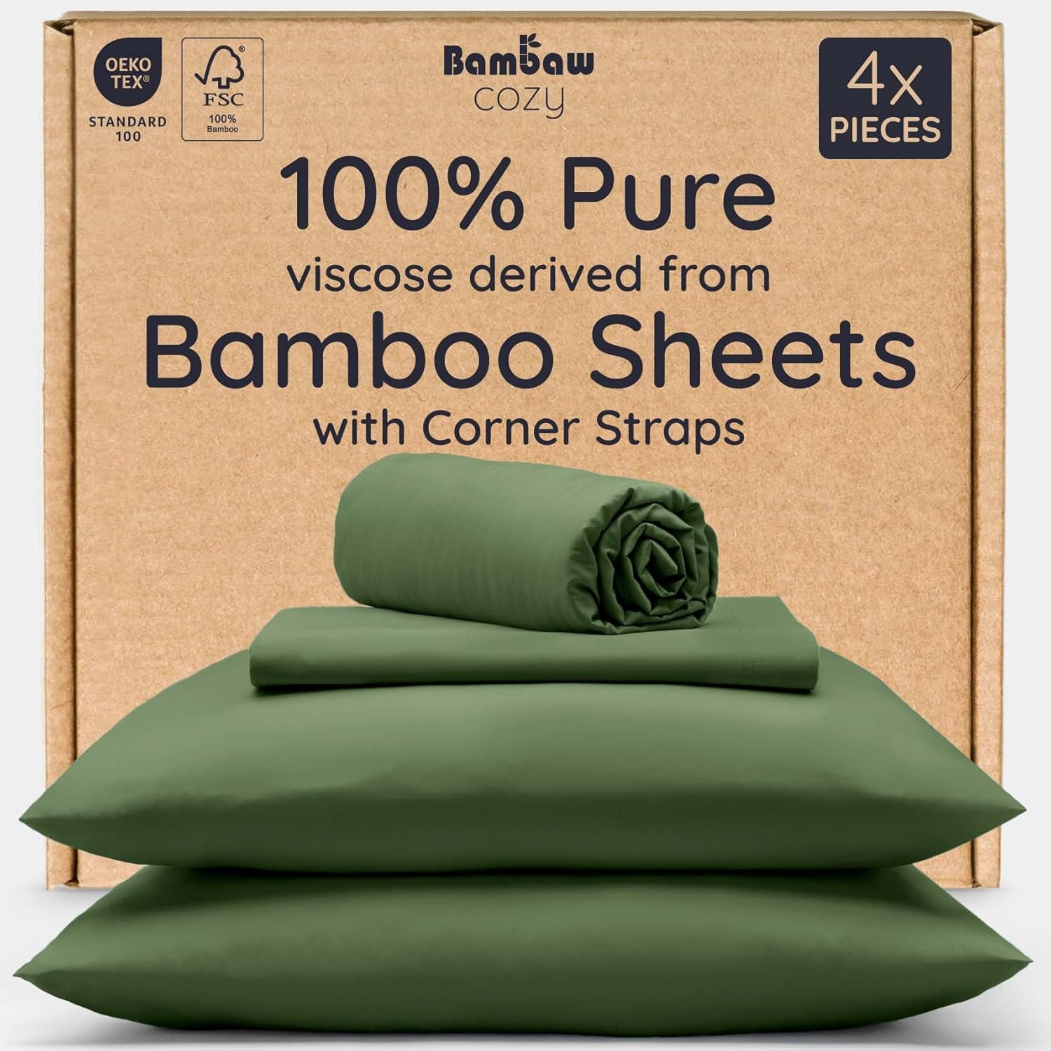 Bambaw 100% Viscose Derived from Bamboo Sheets King Size Set – 4pcs Cooling Deep Pocket King Sh... | Amazon (CA)