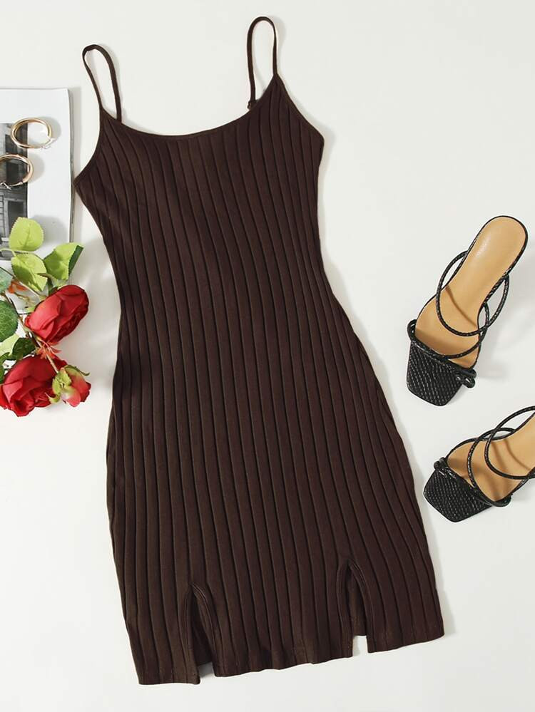 SHEIN EZwear Split Hem Rib Knit Dress
       
              
              $8.99        
    $8.5... | SHEIN