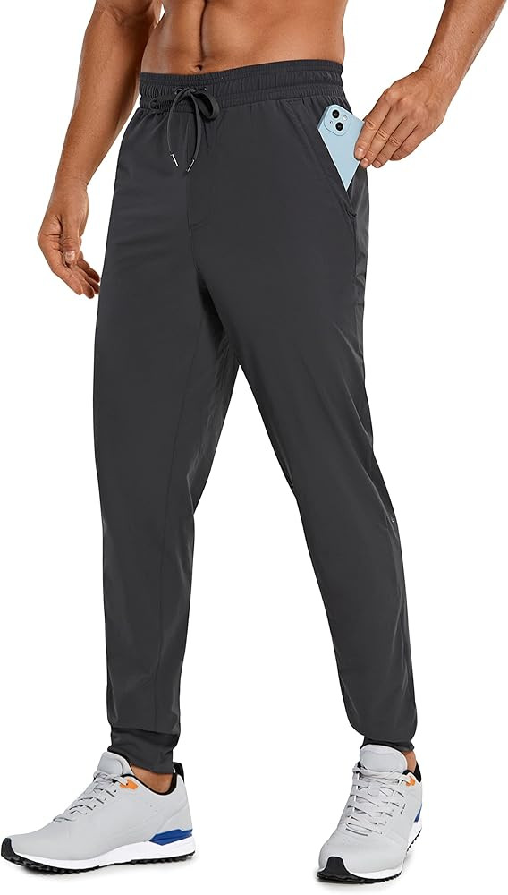 CRZ YOGA Athletic Joggers for Men Lightweight Water Resistant Outdoor Workout Pants with Zip Pock... | Amazon (US)