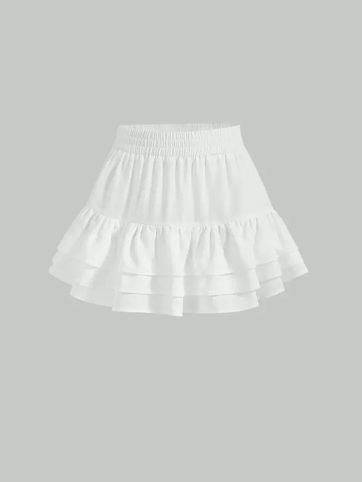 SHEIN MOD Solid Ruffle Hem Skirt | SHEIN