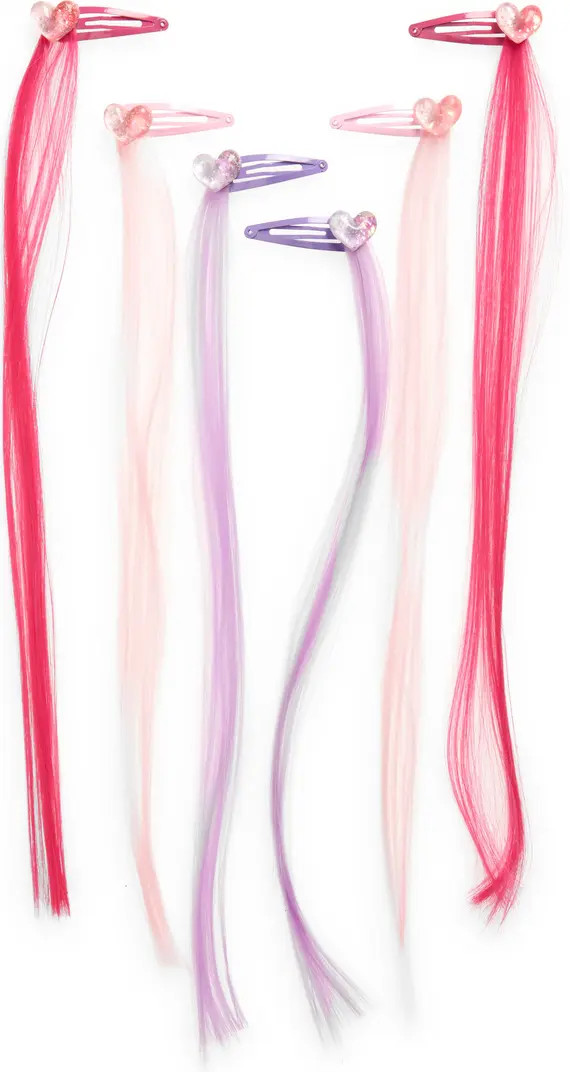 Kids' Assorted 6-Pack Faux Hair Heart Clips | Nordstrom