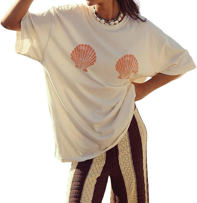 Womens Oversized Baggy Loose Fit Tees T Shirts Graphic Short Sleeve Cute Teen Girls Preppy Going ... | Amazon (US)