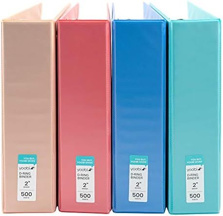 Yoobi 3-Ring Binder Set, 2 Inch D-Ring, 2 Pockets Each, Holds up to 500 Sheets Each, PVC Free, FS... | Amazon (US)