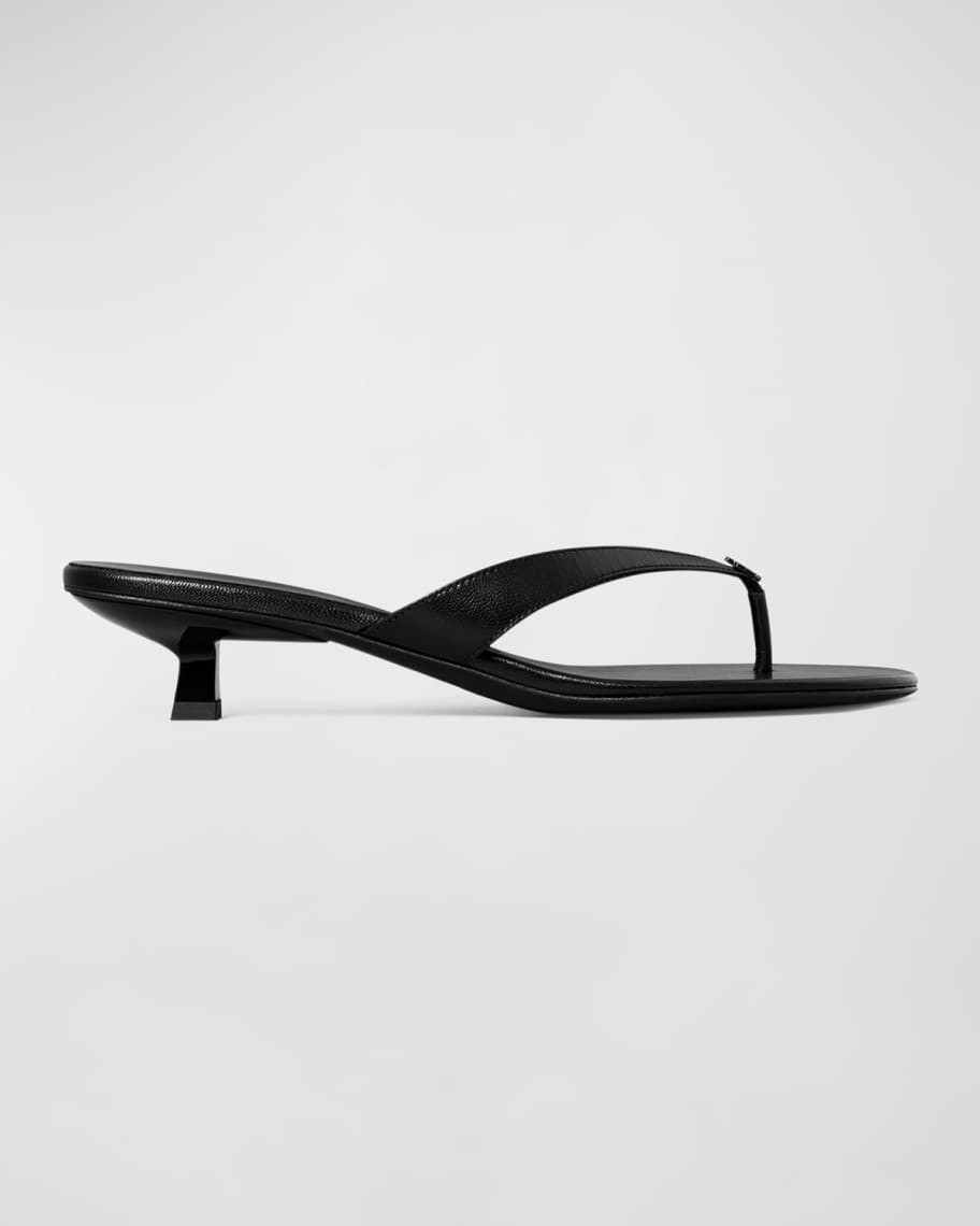 Capri Leather Kitten-Heel Thong Sandals | Neiman Marcus