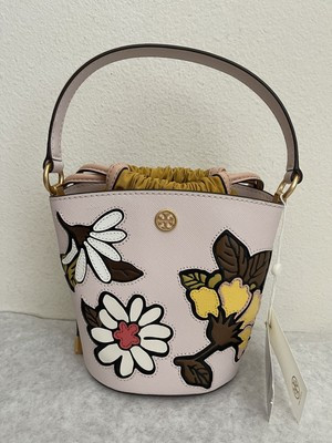 NWT Tory Burch Robinson Appliqué Mini Bucket Bag $428 Ballerina Pink  | eBay | eBay US