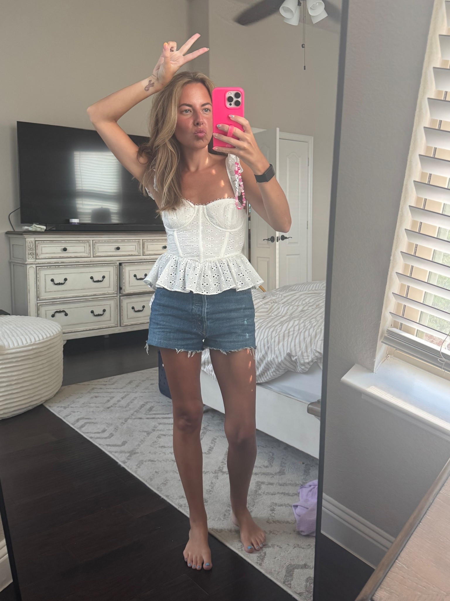 The cutest eyelet peplum top with a corset in the back

#LTKSeasonal #LTKPetite