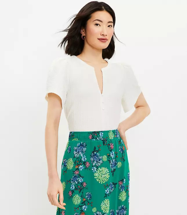 Textured Flutter Sleeve Top | LOFT