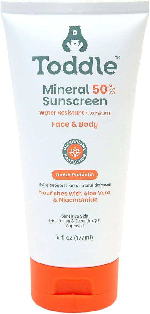 Prebiotic Mineral Sunscreen SPF 50 for Kids & Baby, 6oz | Reef Safe | No White Cast | Non-Toxic Z... | Amazon (US)