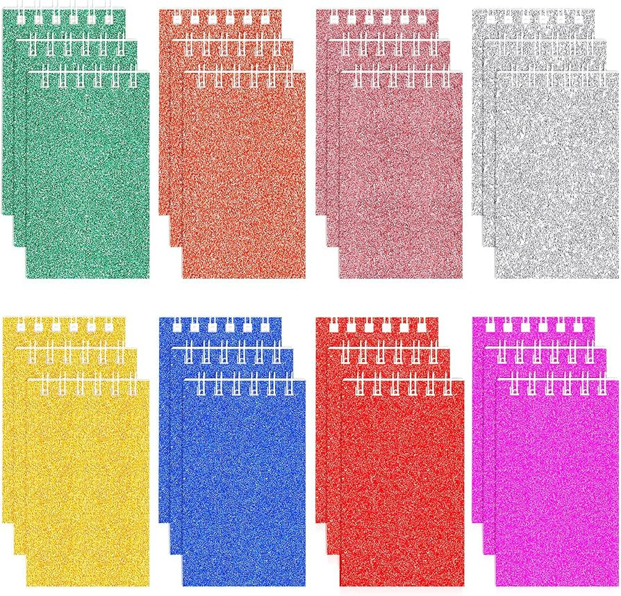 Seajan 24 Pcs Mini Notepads for Kids Party Favors Small Prism Spiral Notepads 3.9 x 2.4 Inch Glit... | Amazon (US)
