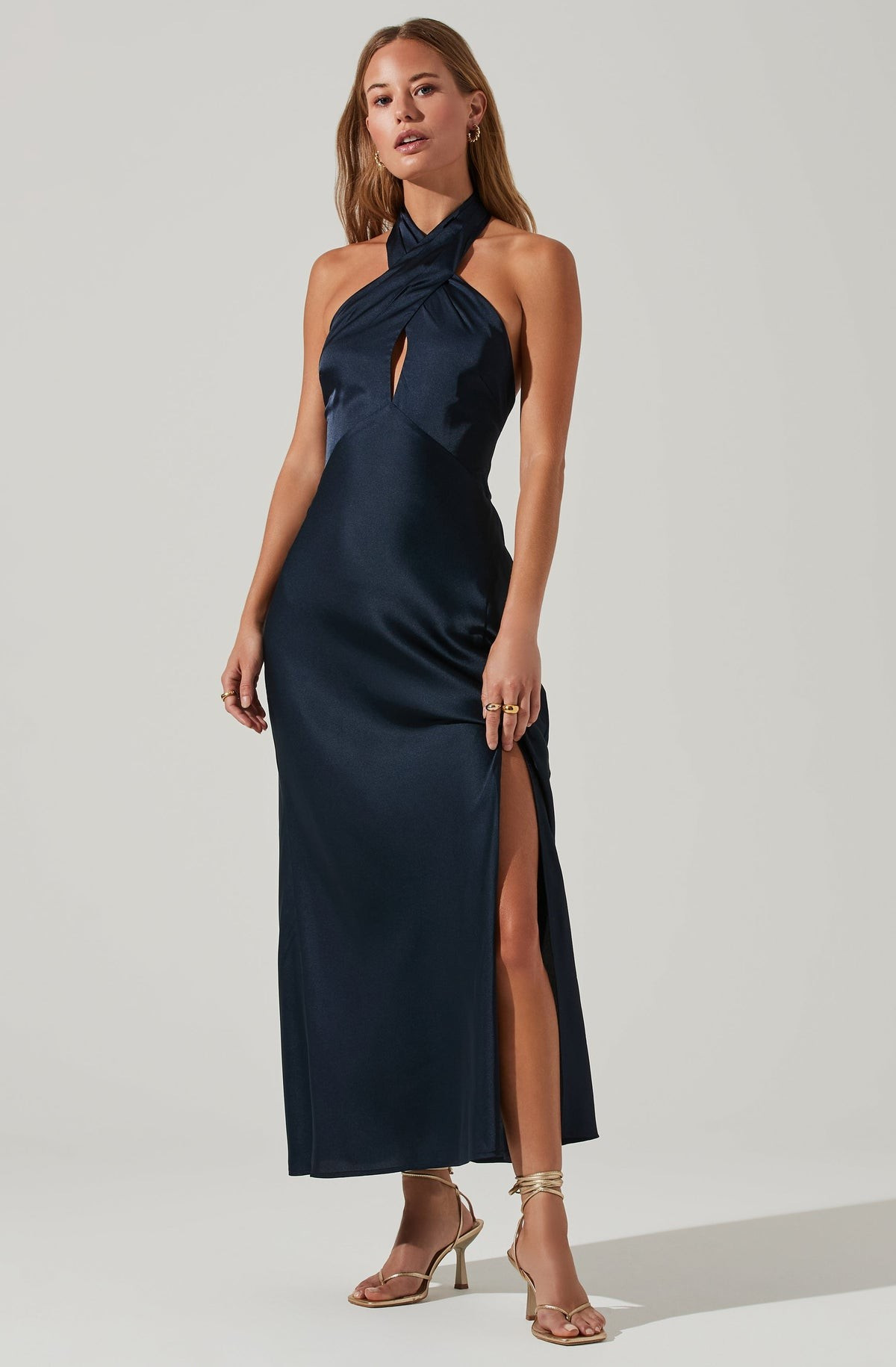 Marissa Satin Halter Neck Midi Dress | ASTR The Label (US)