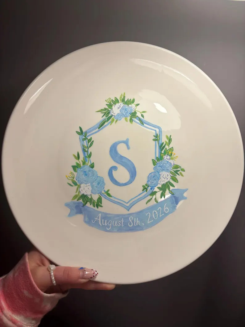 Hand Painted Wedding Crest Custom Plate - Etsy | Etsy (US)