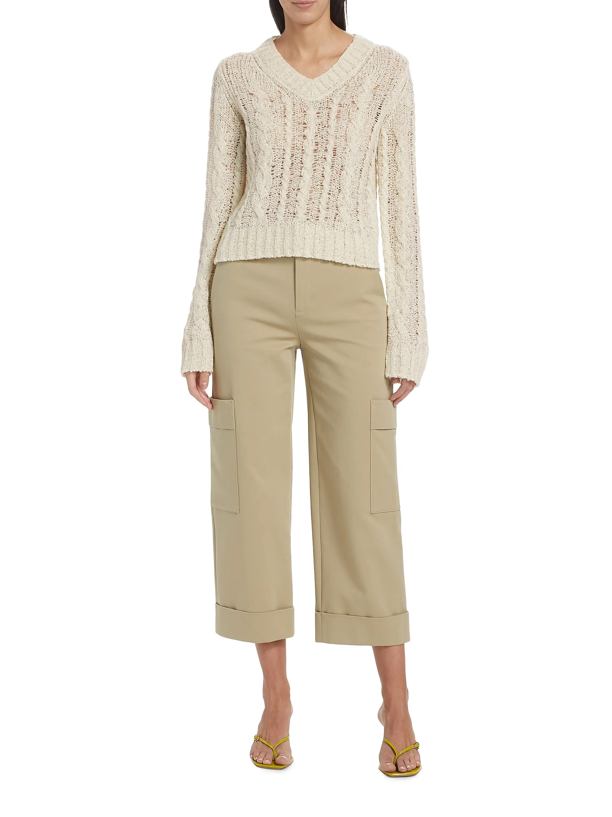 Textured Cable V-Neck Sweater | Saks Fifth Avenue