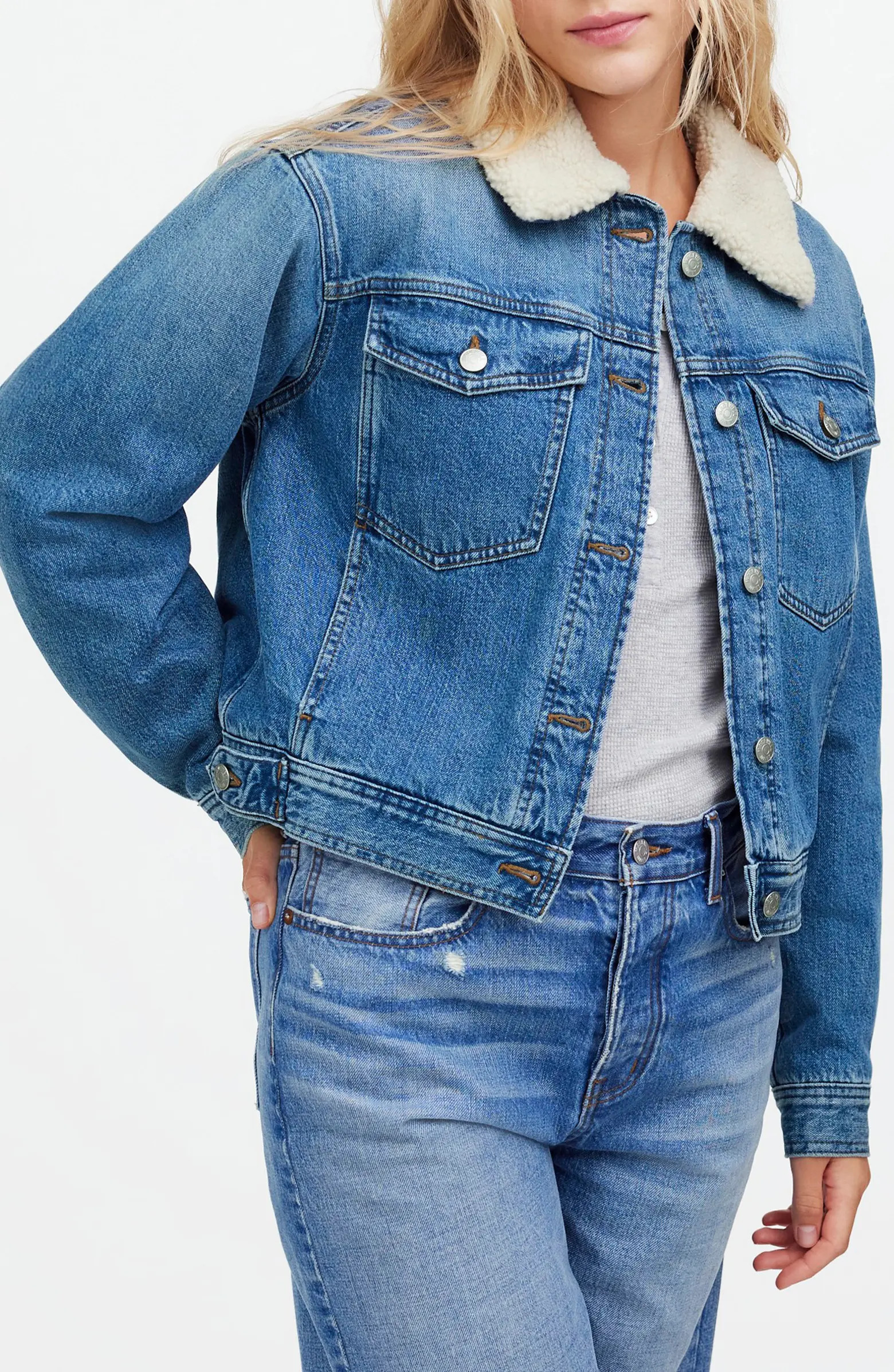 Madewell Fleece Collar Jean Jacket | Nordstrom | Nordstrom
