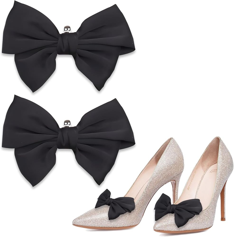 2 Pieces Satin Bow Shoe Clips, Detachable Big Shoe Charms Bow, Decorative Bow Shoe Buckle Decorat... | Amazon (US)