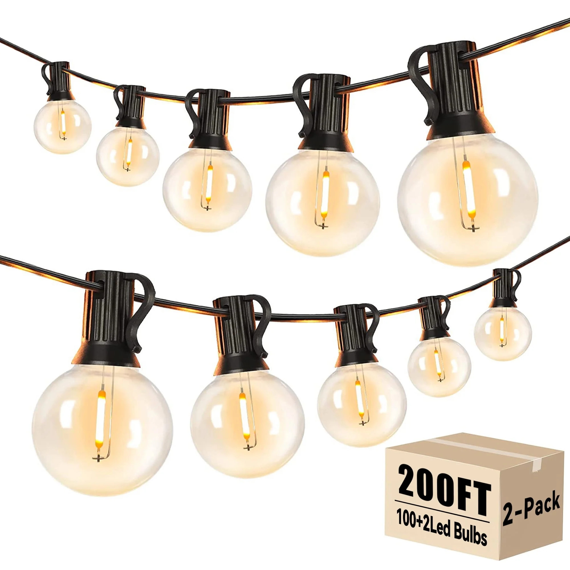 DAYBETTER 200ft Outdoor String Lights, E12 G40 with 100 Edison Vintage Bulbs, Waterproof Hanging ... | Walmart (US)