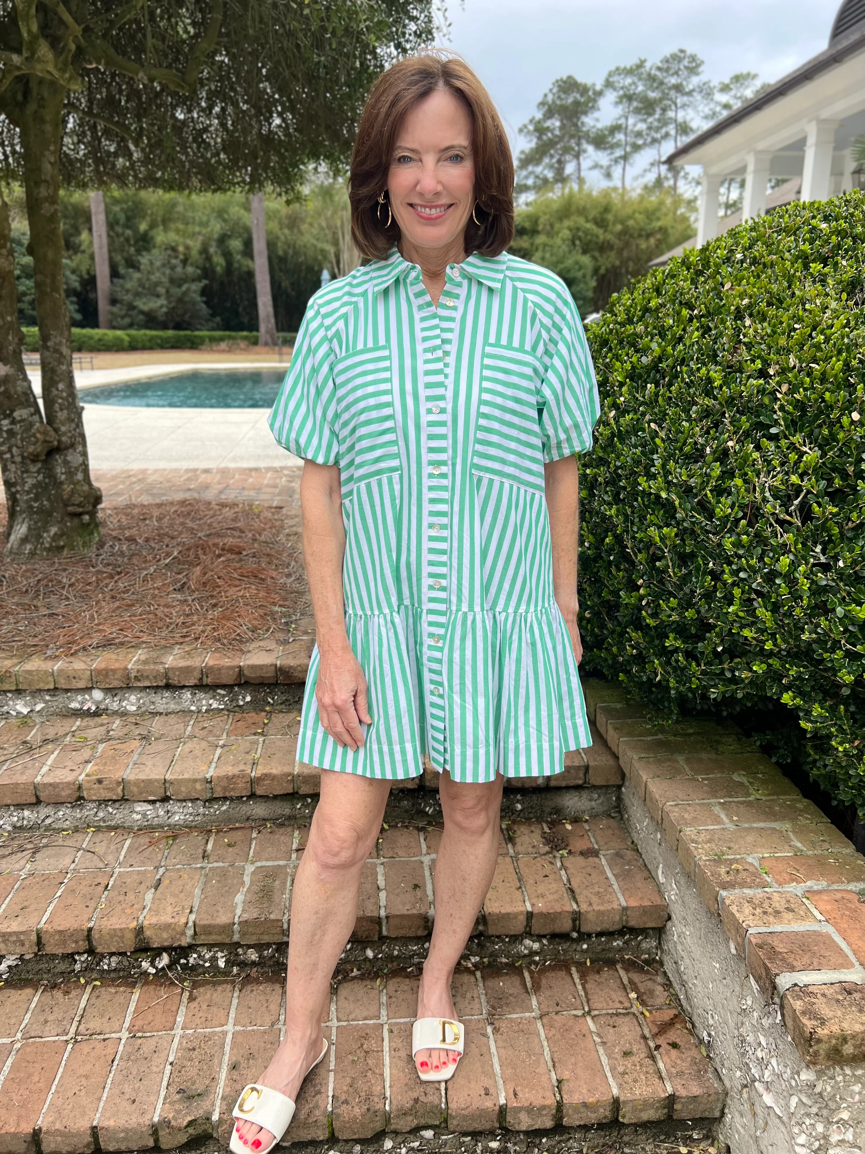 Got Your Attention Green Stripe Dress | Caroline Hill