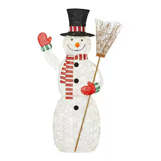 Home Accents Holiday 6 ft. Polar Wishes LED Snowman with Broom Holiday Yard Decoration Y32 23RT01... | The Home Depot