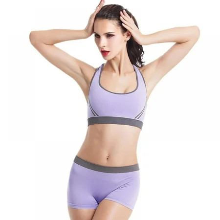 Workout Sets for Women 2 Piece Outfits Seamless High Waisted Yoga Shorts Running Sports Bra Clothes | Walmart (US)