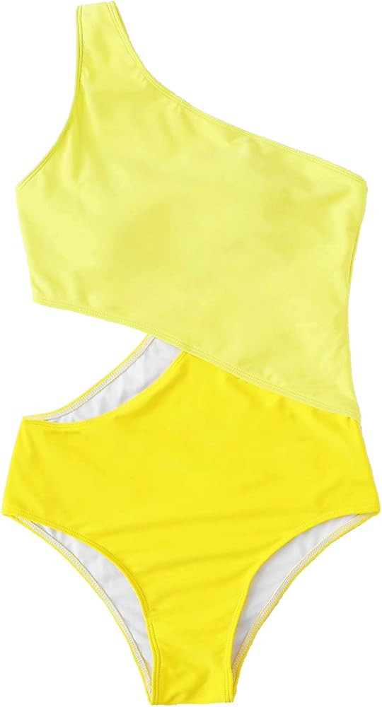 SweatyRocks Women's Bathing Suits One Shoulder Cutout One Piece Swimsuit Swimwear Monokini | Amazon (US)