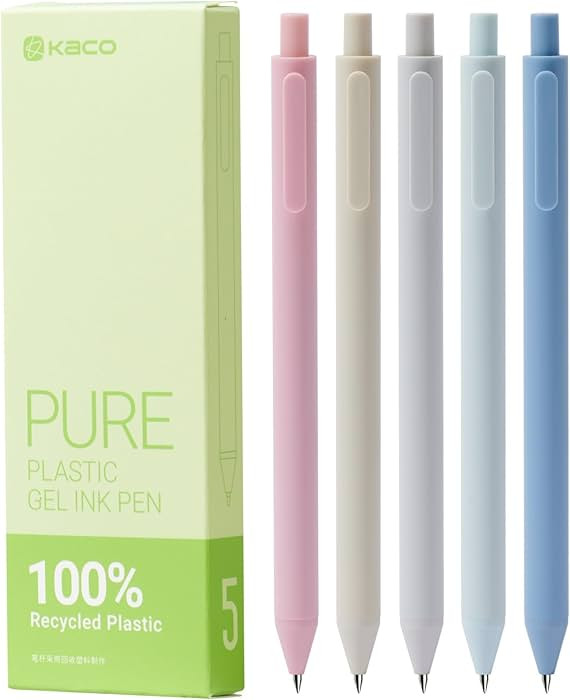 Kaco Gel Ink Pens 5 Pieces 0.5mm Fine Point Black Ink Pen Set Retractable Office Supplies | Amazon (US)