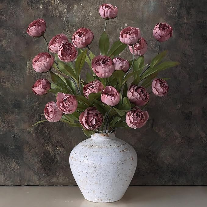 VIERENA 6 Pcs Faux Silk Peony Artificial Flowers for Vase -27", Bulk Fake Peonies Branches with S... | Amazon (US)