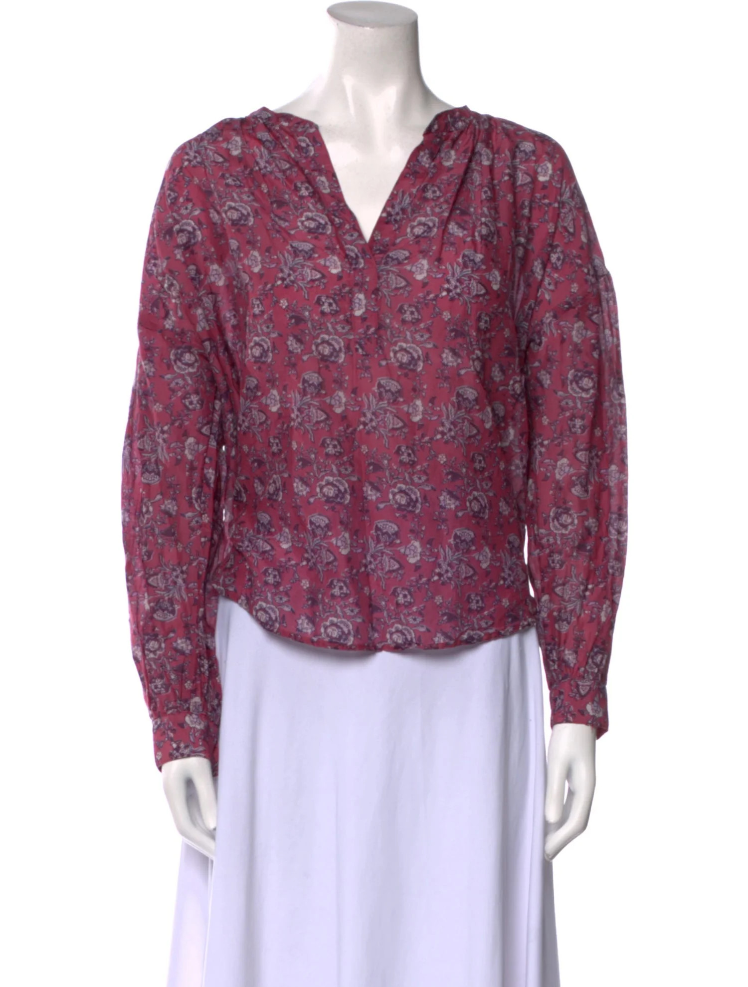 Floral Print V-Neck Blouse | The RealReal