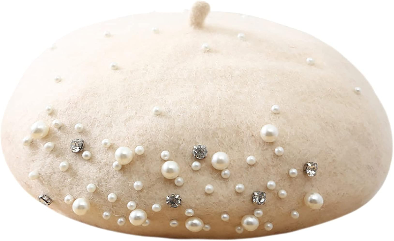 MINGSEECESS Women Girls Wool Pearl French Style Beret Cap Solid Color Winter Hat Artist Beanie Ca... | Amazon (US)