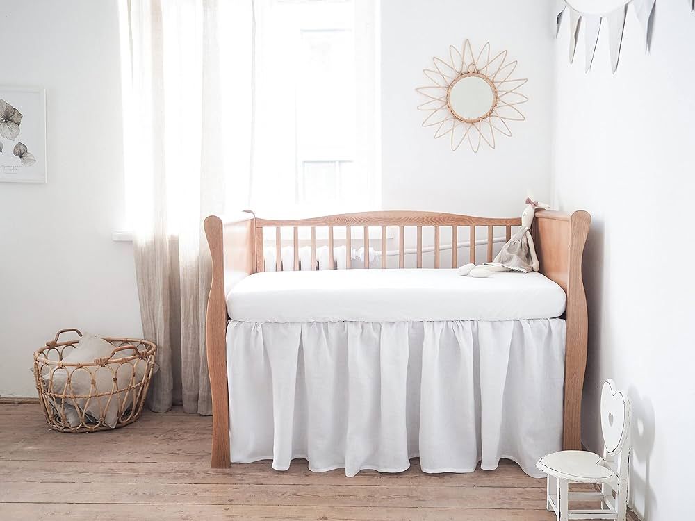 Crib Bed Skirt for Nursery Crib Toddler Bedding Crib Ruffle Bed Skirt for Baby Boys or Baby Girls... | Amazon (US)
