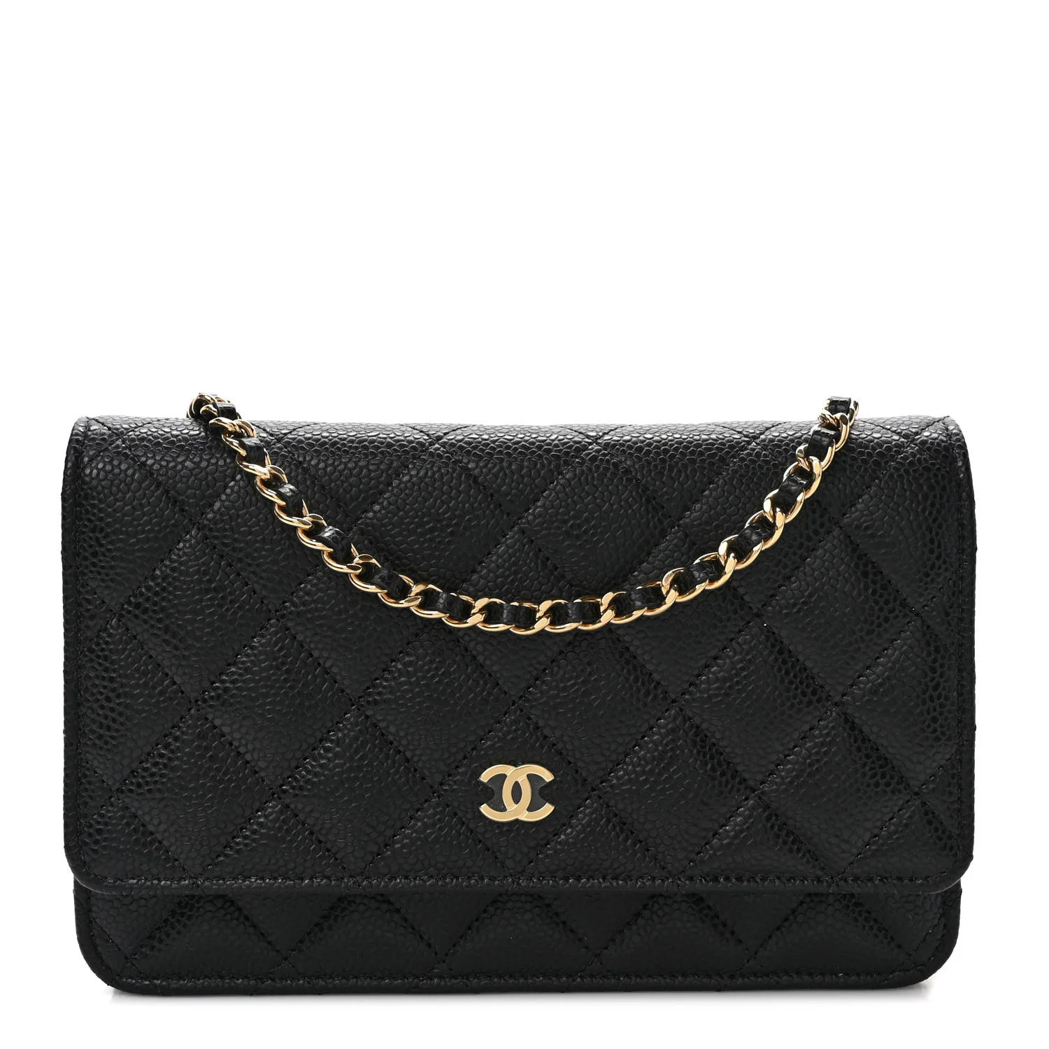 Caviar Quilted Wallet on Chain WOC Black | FASHIONPHILE (US)