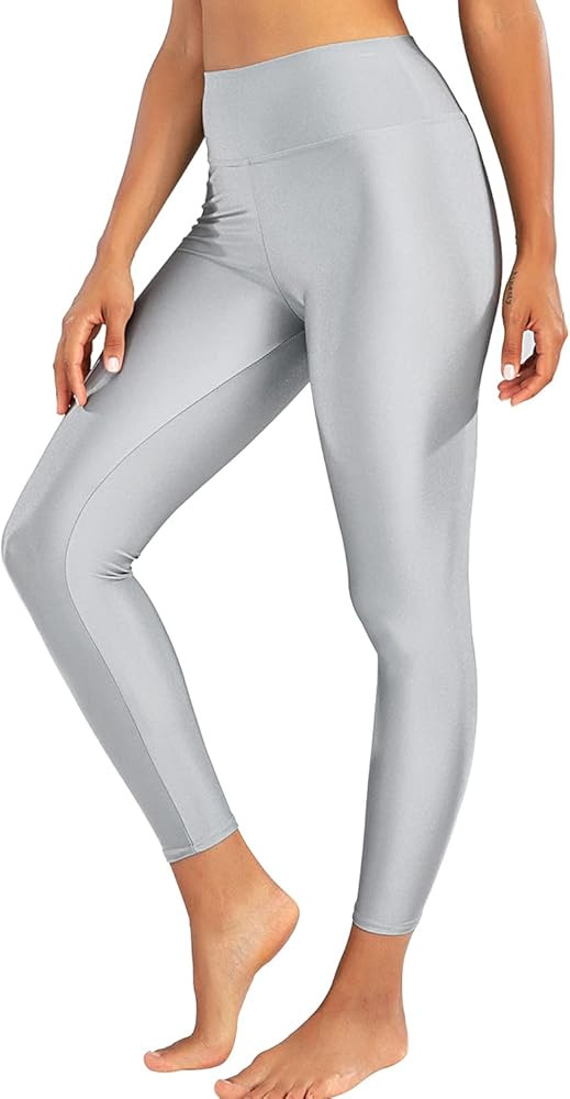 Sghenr Women's High Waisted Yoga Pants Tummy Control Shiny Sports Tights Workout Leggings | Amazon (US)