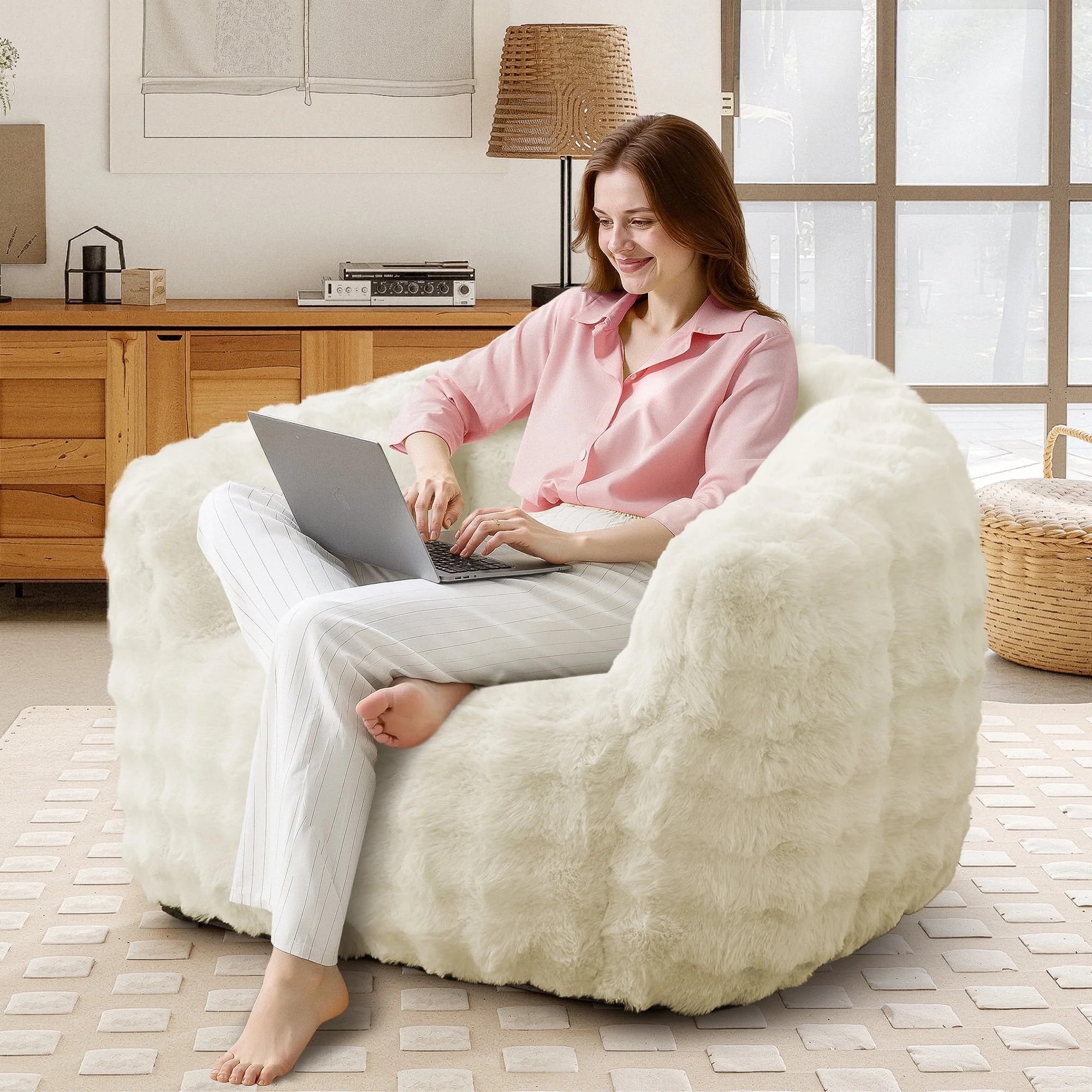 SERWALL Giant Bean Bag Chair, Oversized 3.6 FT Beanbag Chair, No Assembly Lazy Sofa Chair with Pr... | Walmart (US)