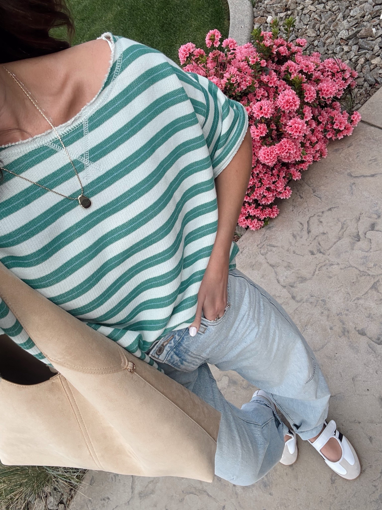 Casual ootd✨ I love this oversized terry tee and it’s currently on sale! Paired with the best cinch waist barrel jeans and adidas samba janes. Wearing a small tee and size 25 denim. Use code TAKE20 for 20% off my electric picks necklace
ootd, toddler mom, Mary Jane sambas, spring style, Levi’s cinch waist 

#LTKootd