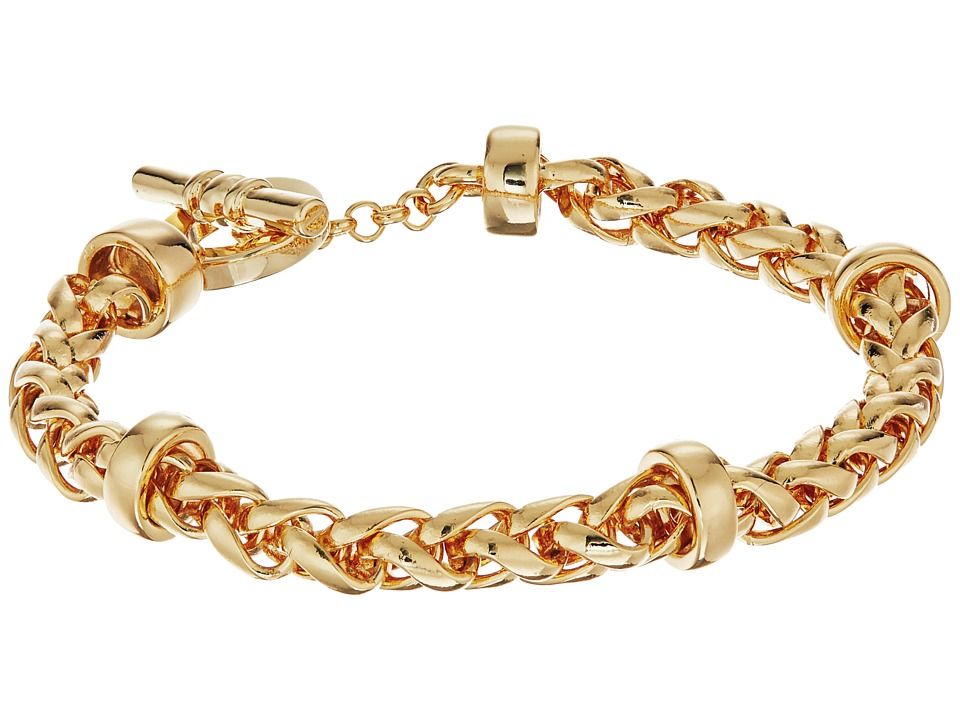 LAUREN Ralph Lauren - Back to Basics II Braided Gold Chain Bracelet (Gold) Bracelet | Zappos