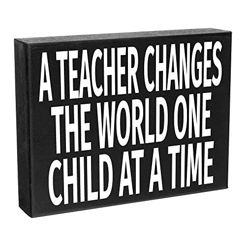 JennyGems A Teacher Changes The World One Child At A Time Sign and Plaque, 8x6 inches, American Made | Amazon (US)