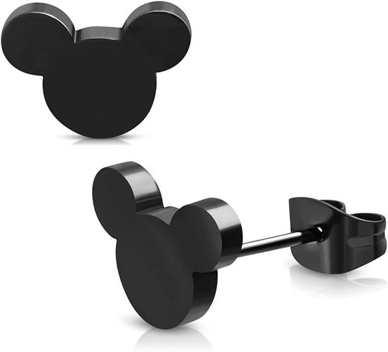 Stainless Steel Tiny Mouse Silhouette Button Stud Post Earrings | Amazon (US)