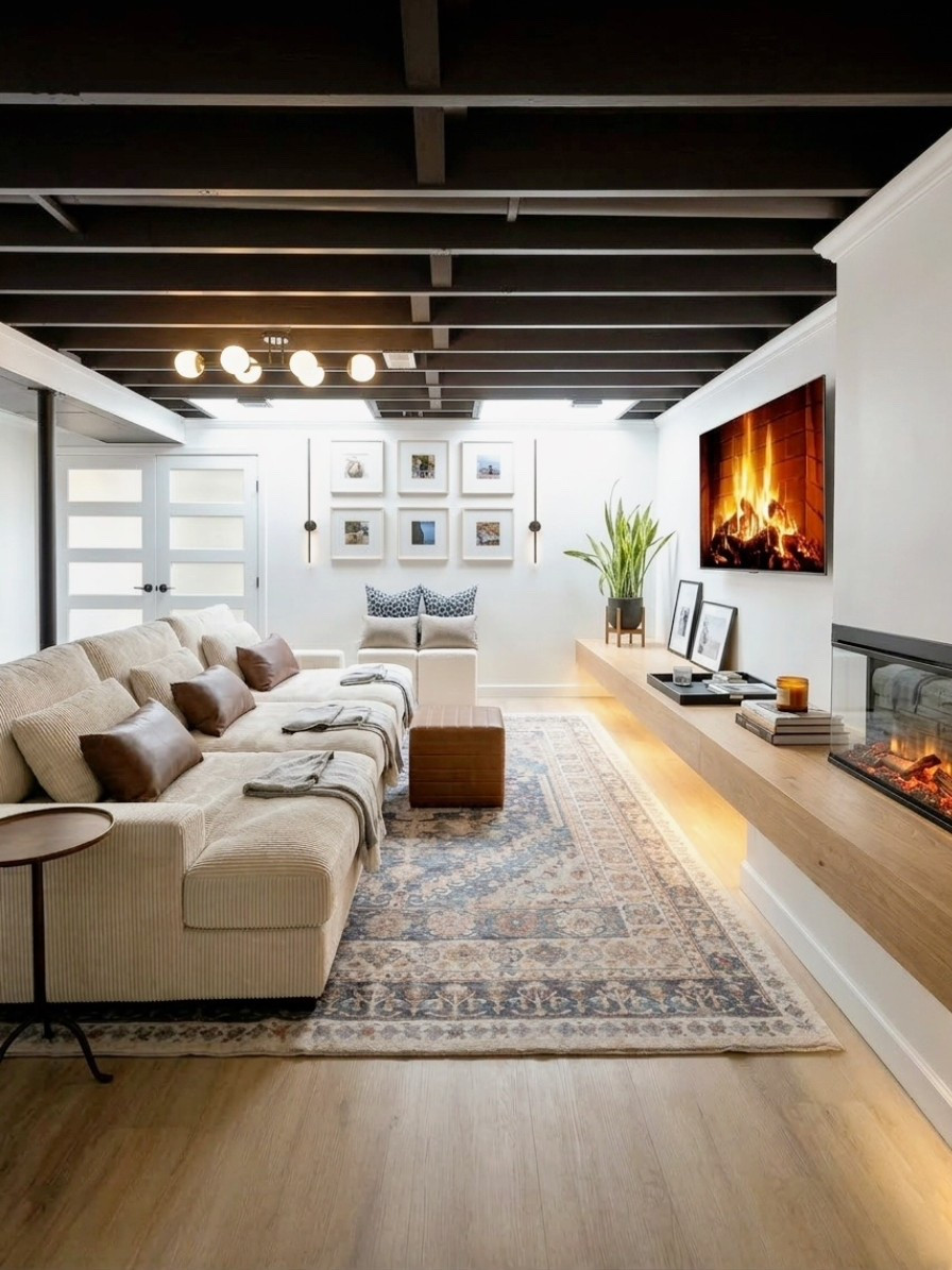 Cozy basement seating 🖤

#LTKHome #LTKmomlife #LTKdayinmylife