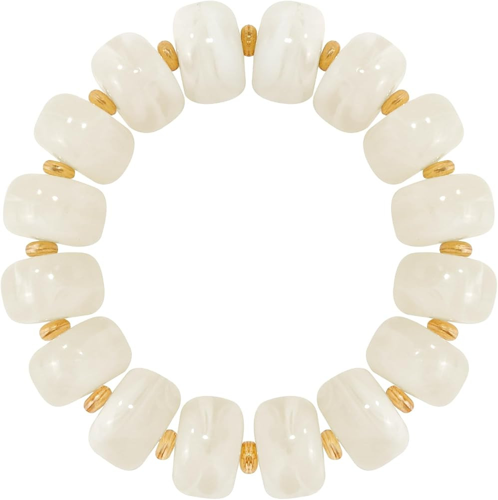 VIBILIA Chunky Beaded Bracelet for Women Multicolor Big Resin Acrylic Bead Elastic Stretch Bracel... | Amazon (US)