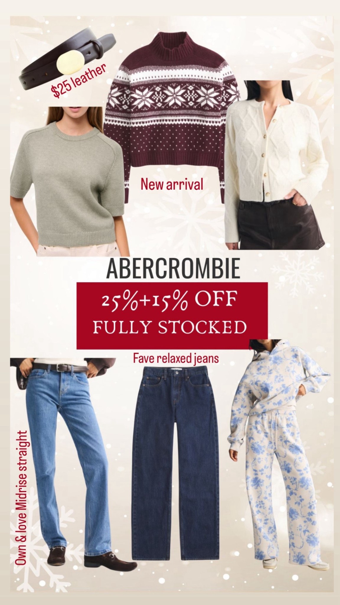 Abercrombie fully stocked 25% off + 15% w/ AFKATHLEEN


#LTKGiftGuide #LTKSaleAlert #LTKHoliday