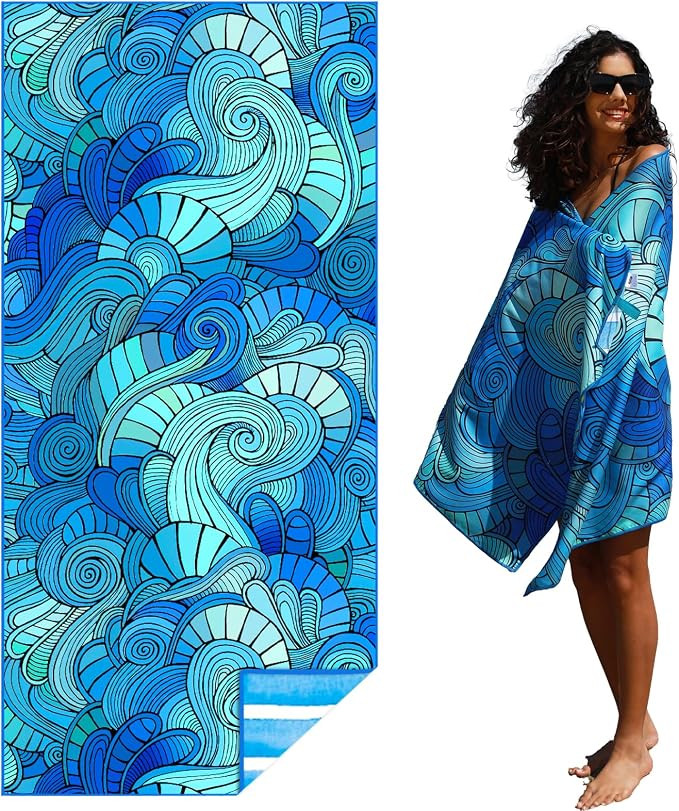 Thin Lightweight Microfiber Beach Towel Sand Free Quick Dry Absorbent Compact Towels for Swimming... | Amazon (US)