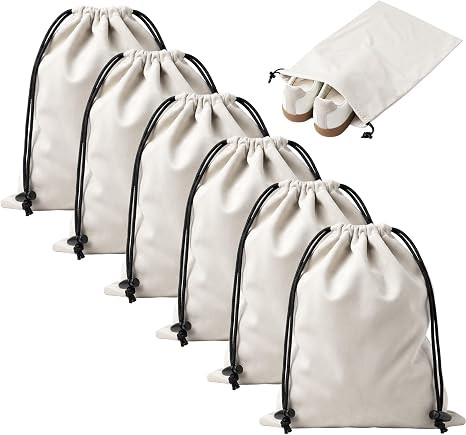 Upgraded Shoe Bags for Travel, 6 Pack Soft Flannel Drawstring Bags | Large 17.7 x 13.8 in | Fits ... | Amazon (US)