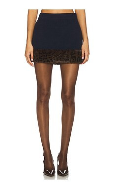 LPA Robby Mini Skirt in Navy And Leopard Faux Fur from Revolve.com | Revolve Clothing (Global)