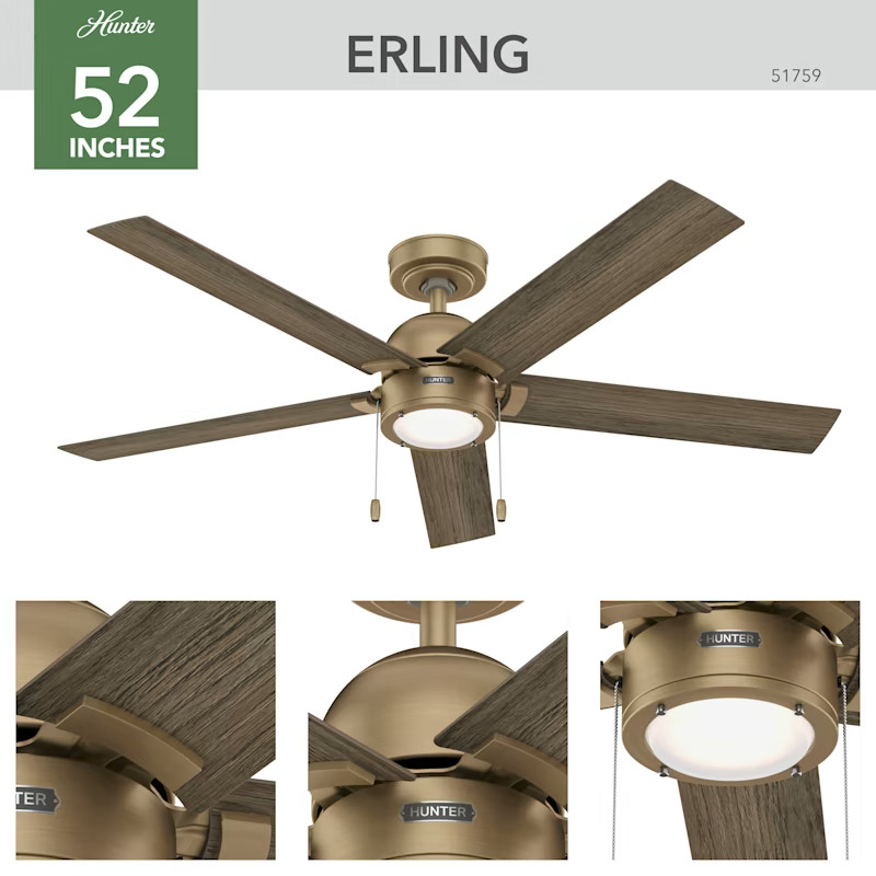 Erling with LED Light 52 inch Ceiling Fan | Hunter Fan Company