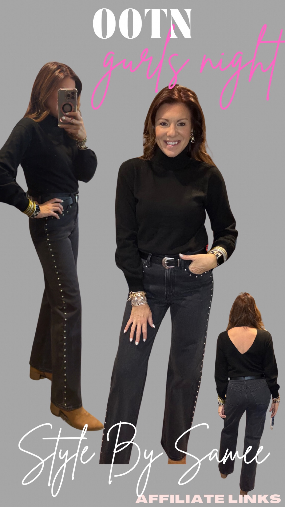 Girls Night OOTN! A new type of denim… studded!!! Loving the trend of embellished denim! Wearing size 27 in denim and size small in top/blazer. 

5’4 , Small/Medium, 26/27, Size 2/4

#LTKSaleAlert #LTKStyleTip #LTKOver40