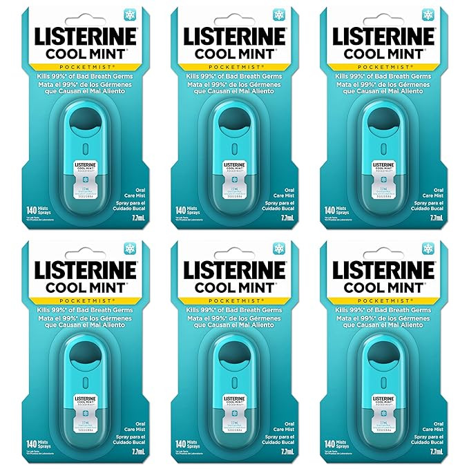 Listerine Cool Mint Pocketmist, Oral Care Mist for Fresh Breath, Non-Aerosol Sugar-Free Minty Bad... | Amazon (US)
