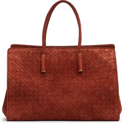 Bottega Veneta Barbara Intrecciato Suede Tote in 8761 Rust-Brass Vibrato at Nordstrom | Nordstrom